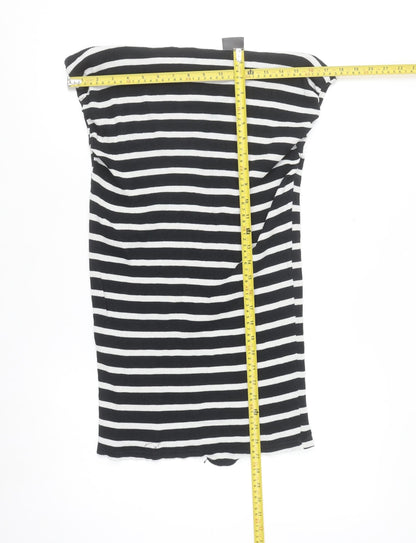 H&M MAMA Black White Striped Bodycon Maternity Dress XL