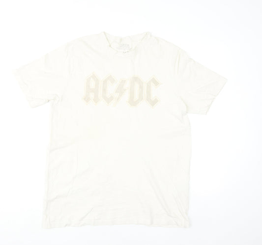 Next Mens White AC/DC Band Graphic T-Shirt Size M Cotton