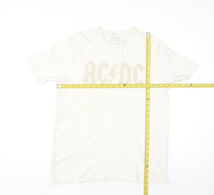 Next Mens White AC/DC Band Graphic T-Shirt Size M Cotton