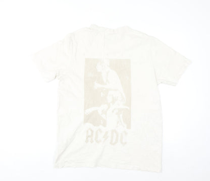 Next Mens White AC/DC Band Graphic T-Shirt Size M Cotton