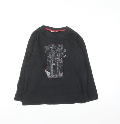 Stuk Boys Black Long Sleeve Graphic T-Shirt 11-12 Years Cotton Top