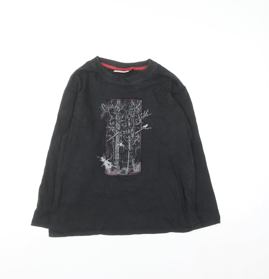 Stuk Boys Black Long Sleeve Graphic T-Shirt 11-12 Years Cotton Top