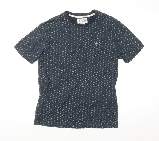 Original Penguin Mens Navy Blue Graphic Print Crew Neck T-Shirt M