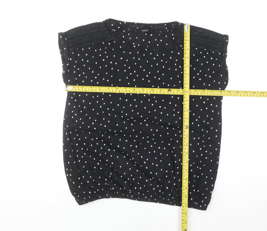 Next Women’s Black Polka Dot Sleeveless Cotton Blouse Size 12