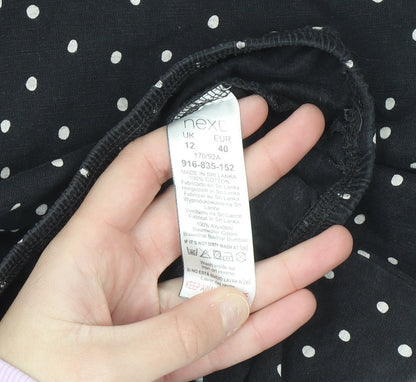 Next Women’s Black Polka Dot Sleeveless Cotton Blouse Size 12