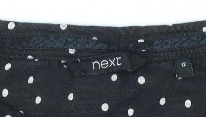 Next Women’s Black Polka Dot Sleeveless Cotton Blouse Size 12