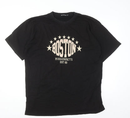 PrettyLittleThing Women's Black Boston Graphic T-Shirt UK 12