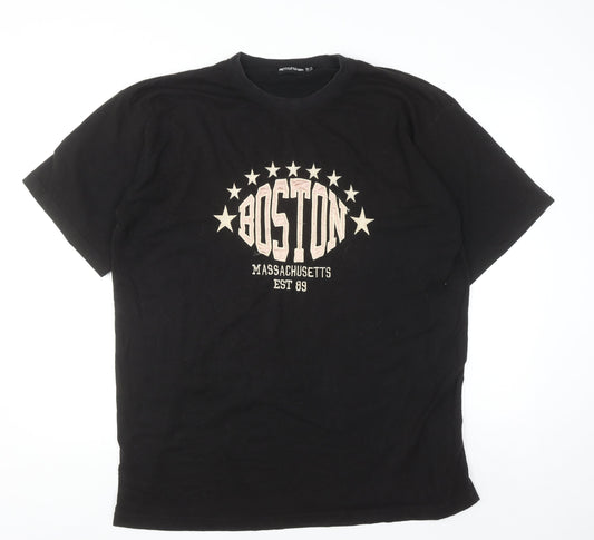 PrettyLittleThing Women's Black Boston Graphic T-Shirt UK 12