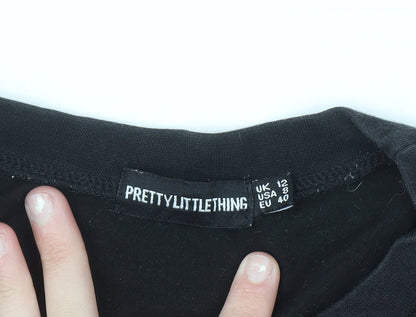 PrettyLittleThing Women's Black Boston Graphic T-Shirt UK 12