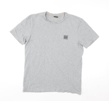 Hugo Boss Men's Grey Cotton Crew Neck Short Sleeve T-Shirt Size S