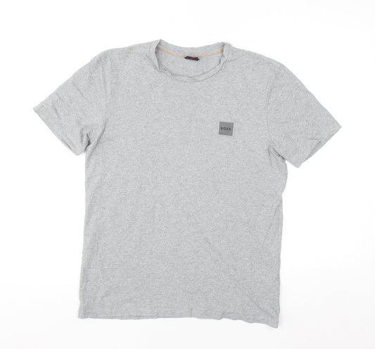 Hugo Boss Men's Grey Cotton Crew Neck Short Sleeve T-Shirt Size S