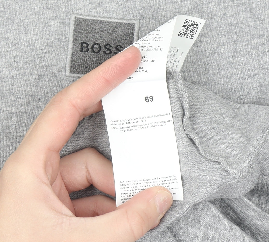 Hugo Boss Men's Grey Cotton Crew Neck Short Sleeve T-Shirt Size S