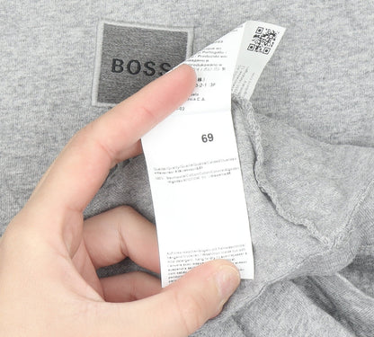 Hugo Boss Men's Grey Cotton Crew Neck Short Sleeve T-Shirt Size S
