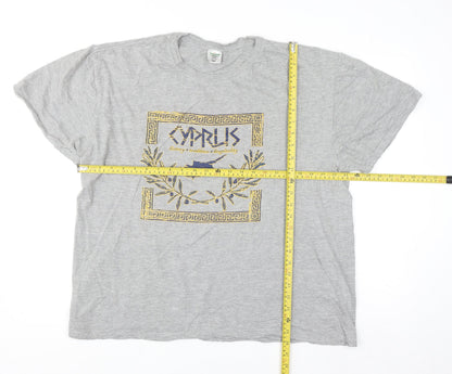 Keya Men’s Grey 3XL Cyprus Graphic Crew Neck T-Shirt