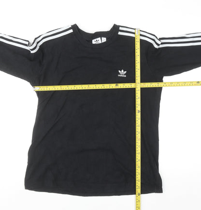Adidas Womens Black Long Sleeve Crew Neck Cotton Sports T-Shirt Size 16