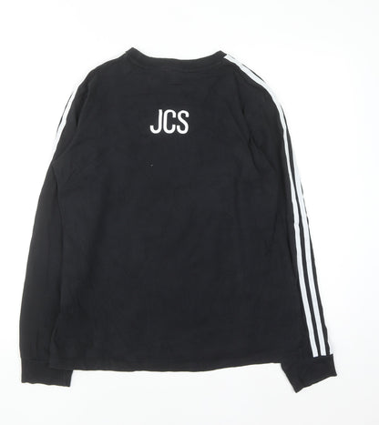 Adidas Womens Black Long Sleeve Crew Neck Cotton Sports T-Shirt Size 16
