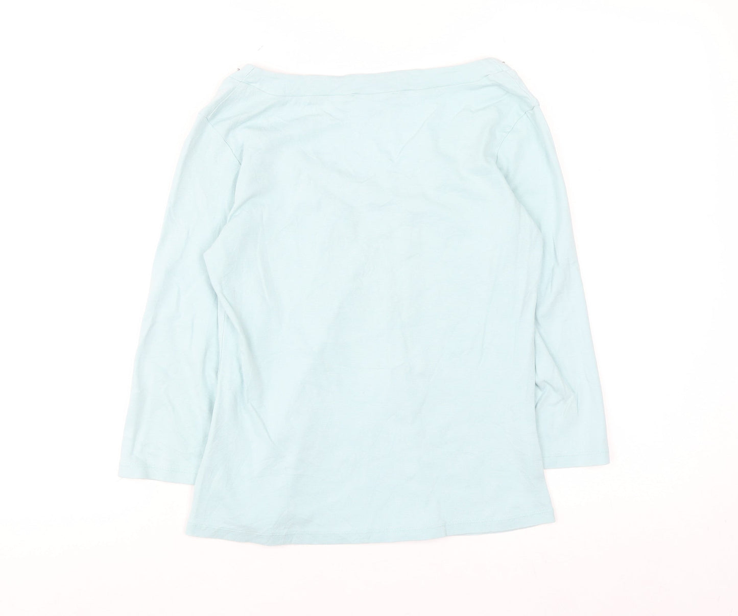 Marks and Spencer Women’s Sea Green Beaded V-Neck Cotton Top Size 14