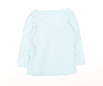 Marks and Spencer Women’s Sea Green Beaded V-Neck Cotton Top Size 14