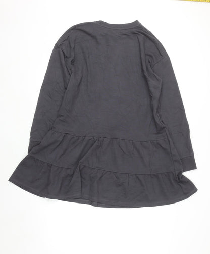 New Look Women's Grey Long Sleeve Jersey Swing Dress Size 14