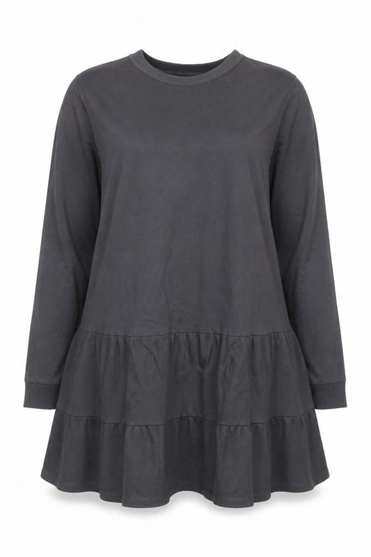New Look Women's Grey Long Sleeve Jersey Swing Dress Size 14