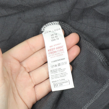New Look Women's Grey Long Sleeve Jersey Swing Dress Size 14