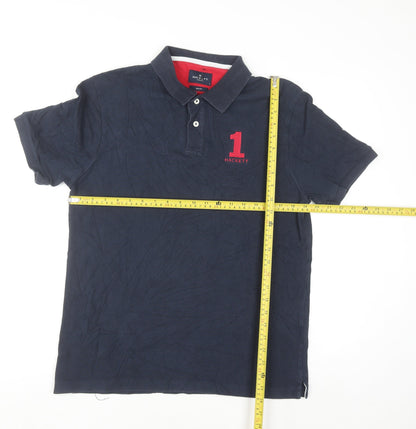 Hackett London Men's Blue Slim Fit Polo Shirt Size L Cotton