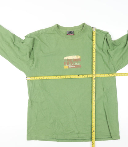 Billabong Men's Green Long Sleeve Cotton Surf Graphic Shirt Size M