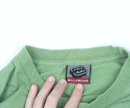 Billabong Men's Green Long Sleeve Cotton Surf Graphic Shirt Size M