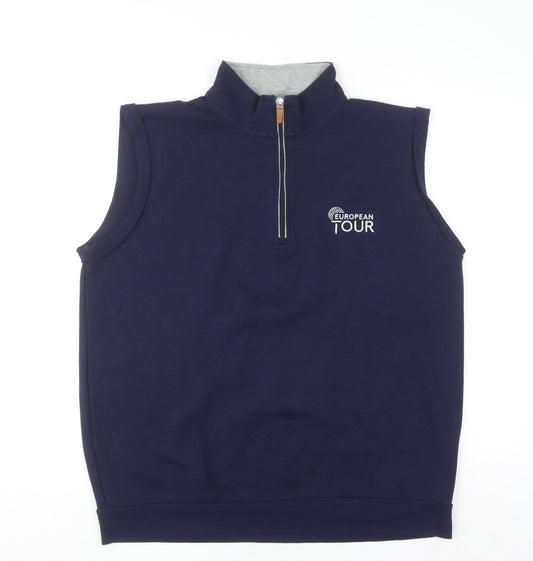 European Tour Men’s Blue Sleeveless 1/4 Zip Golf Waistcoat L