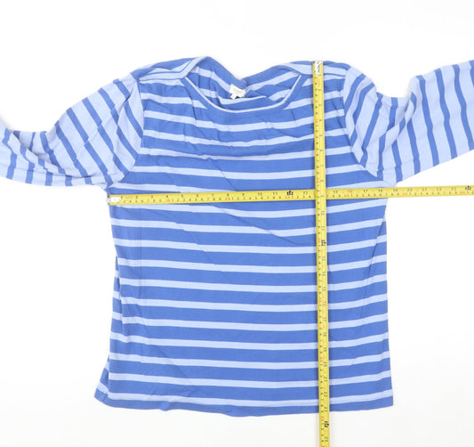 Cotton Traders Women Blue Striped Pullover Sweatshirt UK 18