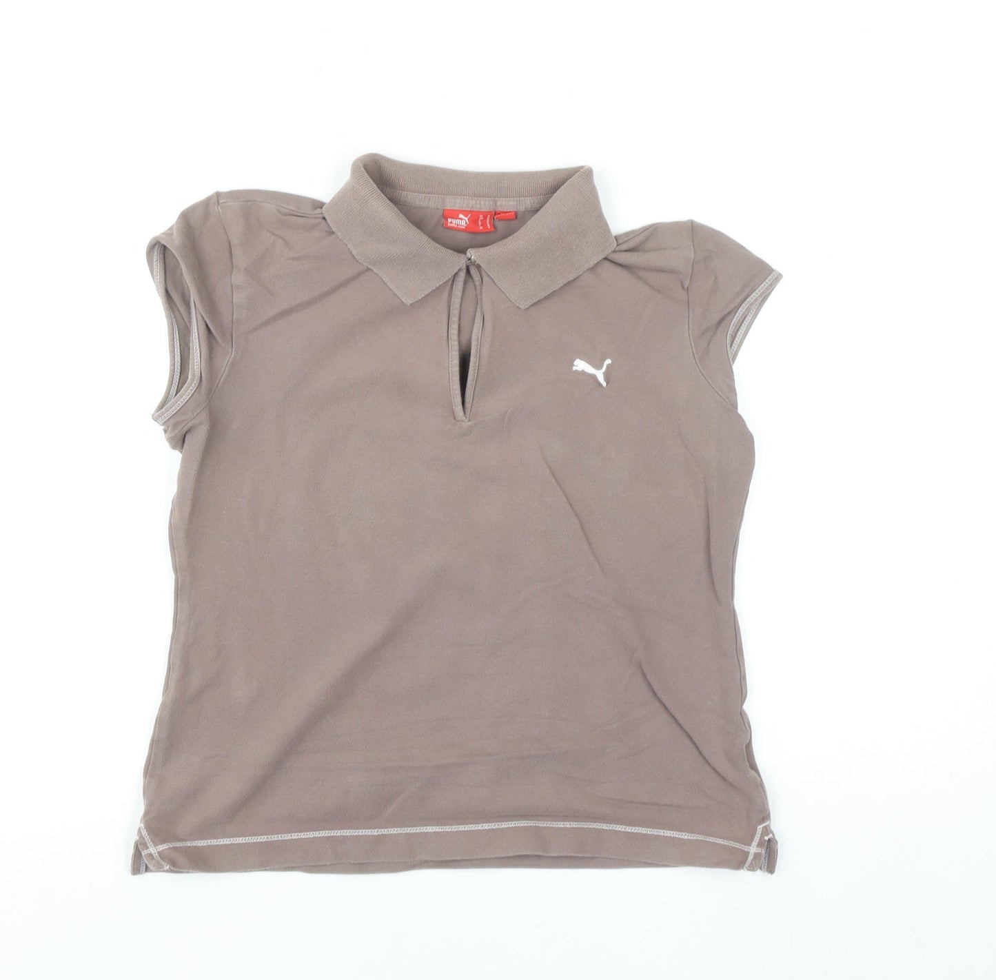 Puma Women's Brown Polo Shirt Size 12 Collared Stretch Casual Top