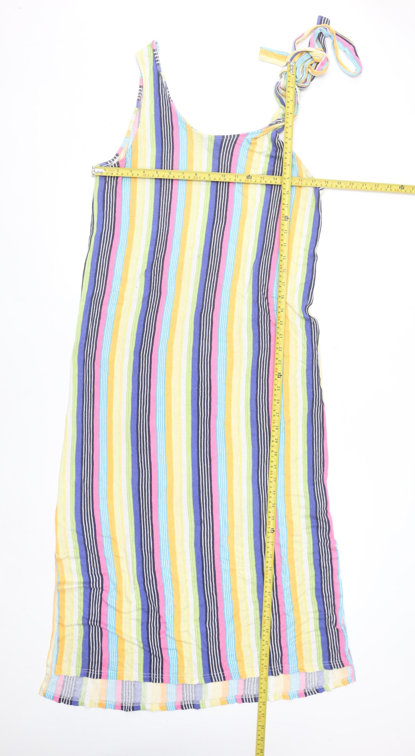 Studio Womens Multicoloured Stripe One Shoulder Slip Dress Size 16
