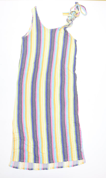 Studio Womens Multicoloured Stripe One Shoulder Slip Dress Size 16
