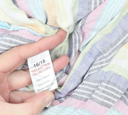 Studio Womens Multicoloured Stripe One Shoulder Slip Dress Size 16