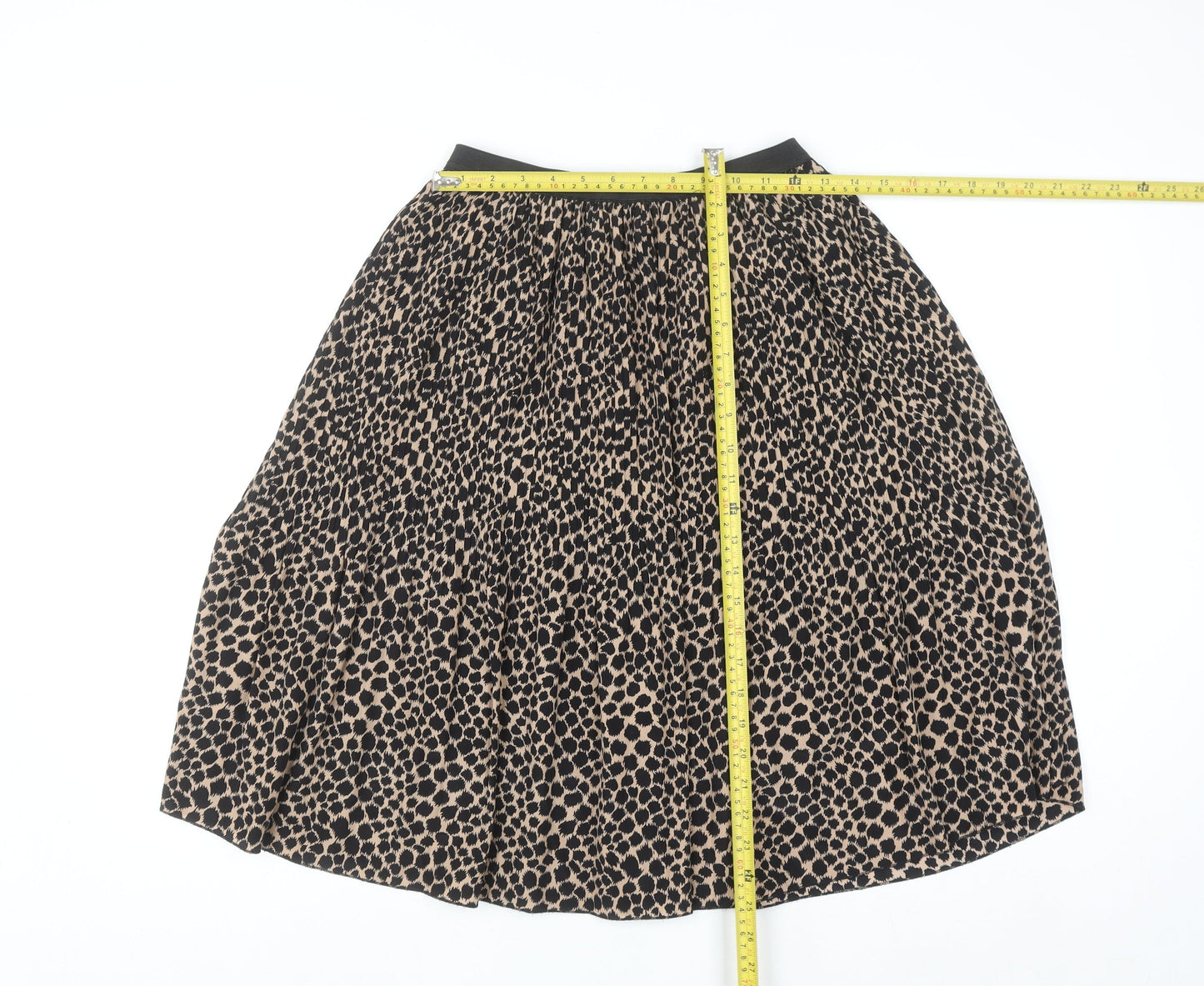 Savida Women’s Beige Animal Print A-Line Midi Skirt Size 10