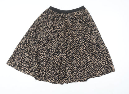 Savida Women’s Beige Animal Print A-Line Midi Skirt Size 10