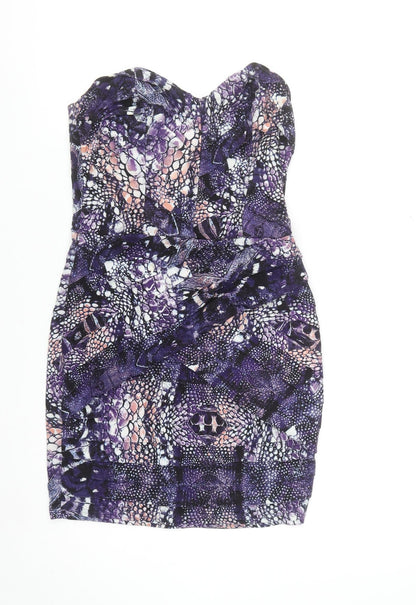 Lipsy Women’s Multicoloured Strapless Bodycon Dress Size 12