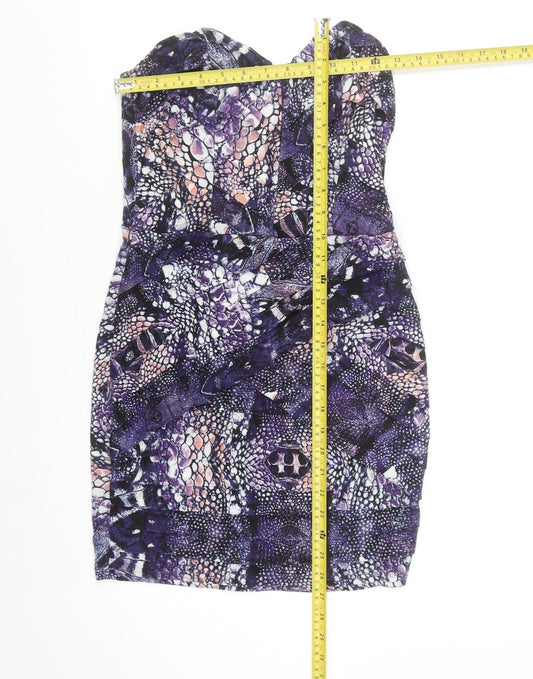 Lipsy Women’s Multicoloured Strapless Bodycon Dress Size 12