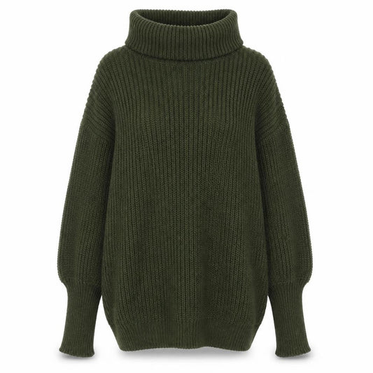 Apricot Women Green Roll Neck Chunky Knit Long Sleeve Pullover Jumper S