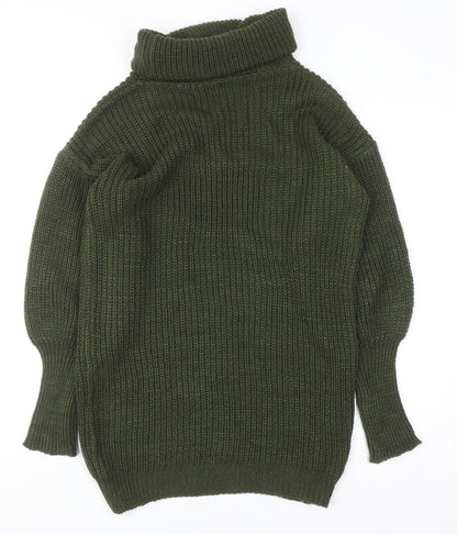 Apricot Women Green Roll Neck Chunky Knit Long Sleeve Pullover Jumper S