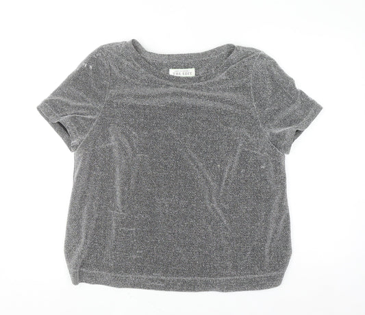 Carolyn Donnelly The Edit Womens Grey Glitter T-Shirt UK 14 Short Sleeve