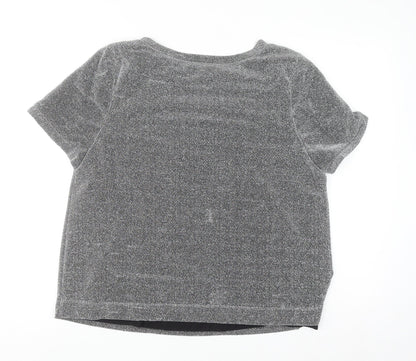 Carolyn Donnelly The Edit Womens Grey Glitter T-Shirt UK 14 Short Sleeve