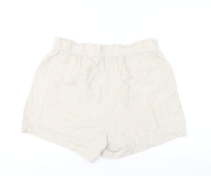 Dunnes Men Beige Linen Cotton Elastic Waist Casual Shorts Size M