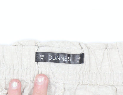 Dunnes Men Beige Linen Cotton Elastic Waist Casual Shorts Size M