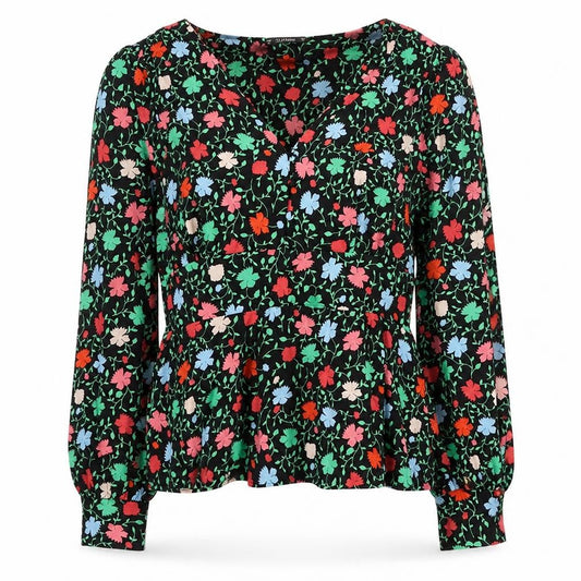 Dunnes Women’s Multicoloured Floral Viscose Blouse Size M Long Sleeve