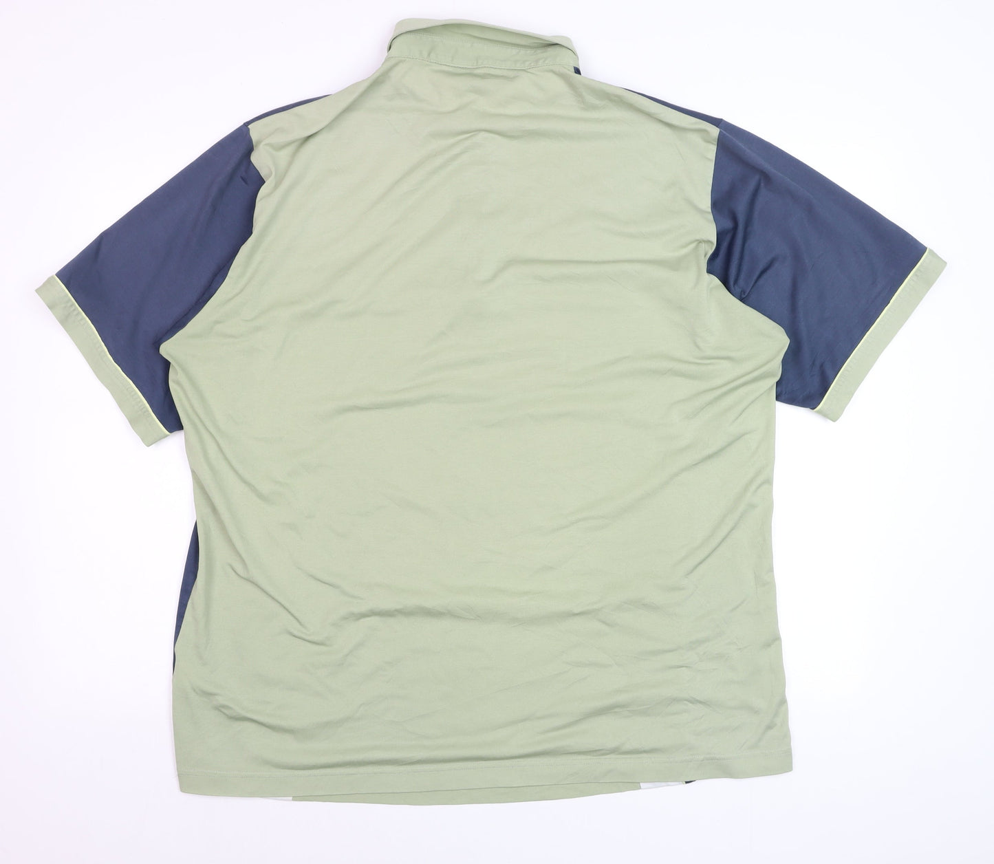 Farah Men’s Green Colourblock Polo Shirt XL Short Sleeve Cotton Blend
