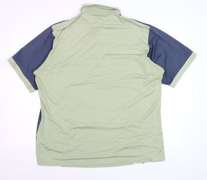 Farah Men’s Green Colourblock Polo Shirt XL Short Sleeve Cotton Blend
