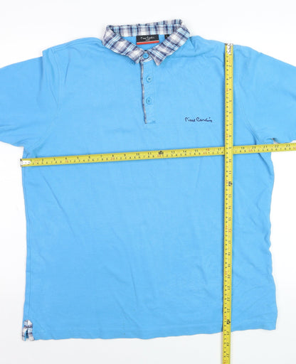Pierre Cardin Men's Blue Regular Fit Cotton Polo Shirt Size L