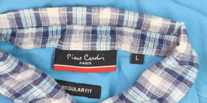 Pierre Cardin Men's Blue Regular Fit Cotton Polo Shirt Size L
