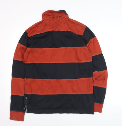 Timberland Men’s Red & Navy Striped Long Sleeve Rugby Polo Shirt Size S